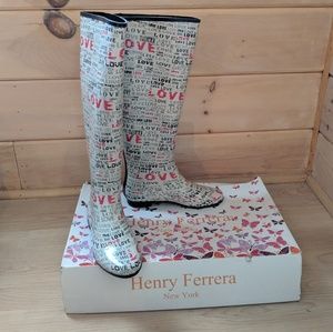 NEW Henry Ferrera 'Love' Rainboots 6B